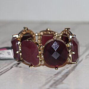 NWT Gold and raspberry statement bracelet by JCP 8"